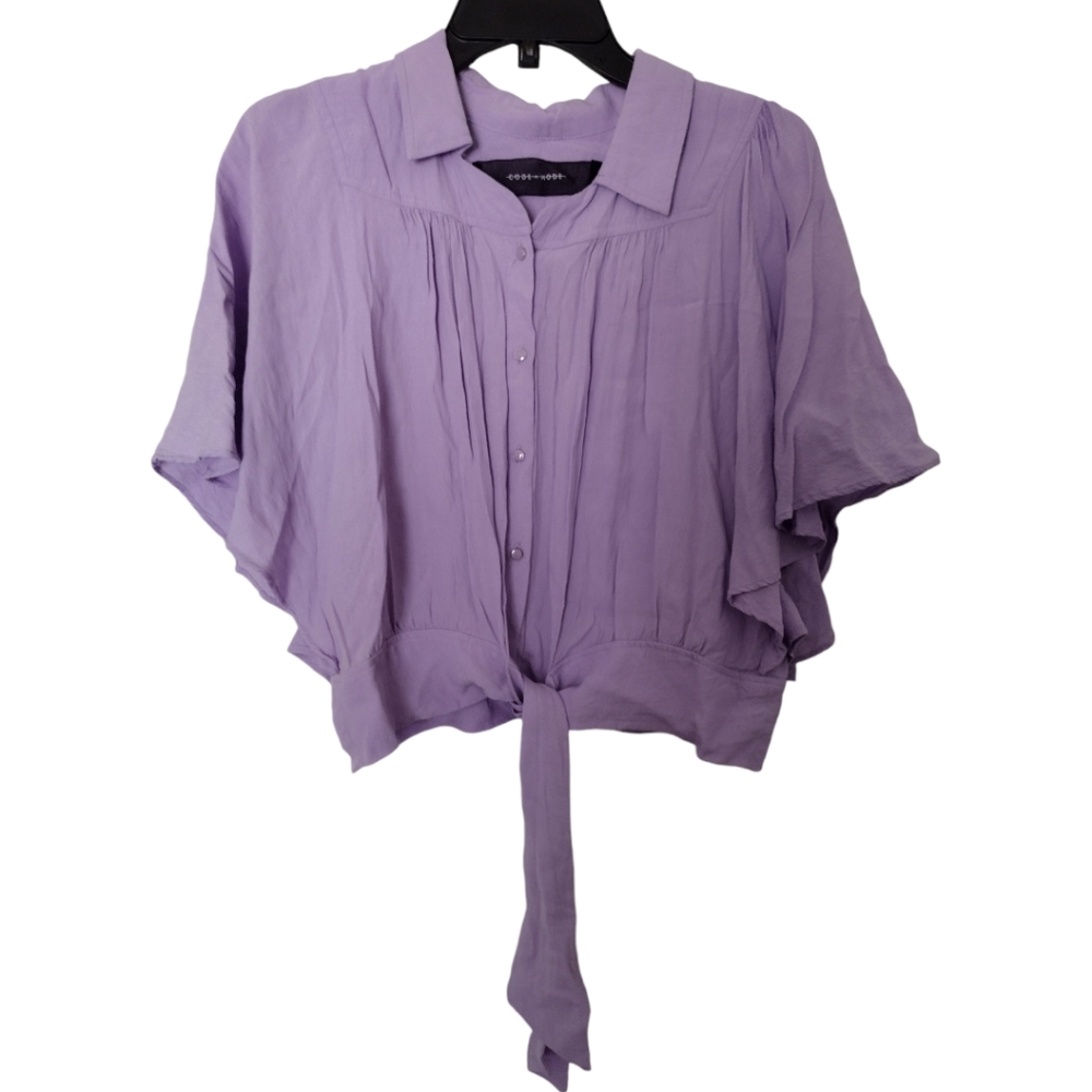 Code x Mode viscose and rayon lavender short top with tie size large